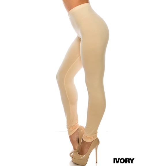 Buttery Smooth Basic Solid Leggings - Extra Plus Size - 3XL 4XL 5XL - USA Fashion Ivory XPlus One Size