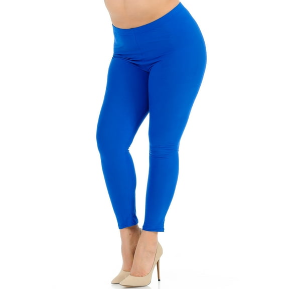 Buttery Smooth Basic Solid Leggings - Plus Size - 1XL 2XL 3XL - New Mix Blue One Size Plus