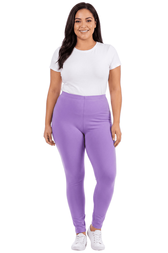 Buttery Smooth Basic Solid Leggings - Plus Size - 1XL 2XL 3XL - New Mix Lavender One Size Plus