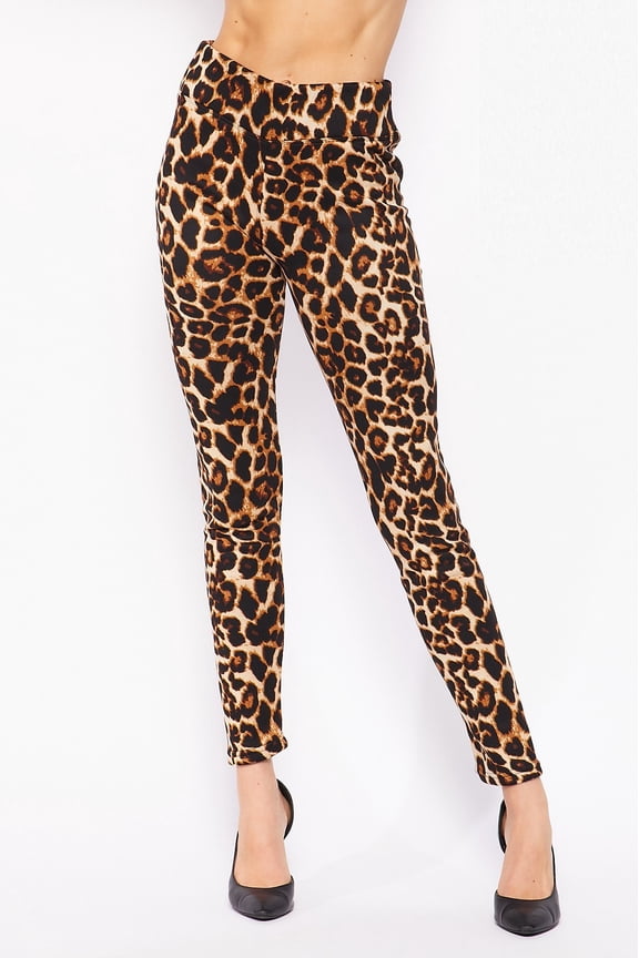 Buttery Smooth Bold and Beautiful High Waist Leopard Plus Size Leggings - 3 Inch Waist (One Size Plus,Brown)