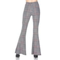 thumbnail image 1 of Buttery Smooth Burgundy Plaid Bell Bottom Leggings Black S, 1 of 2