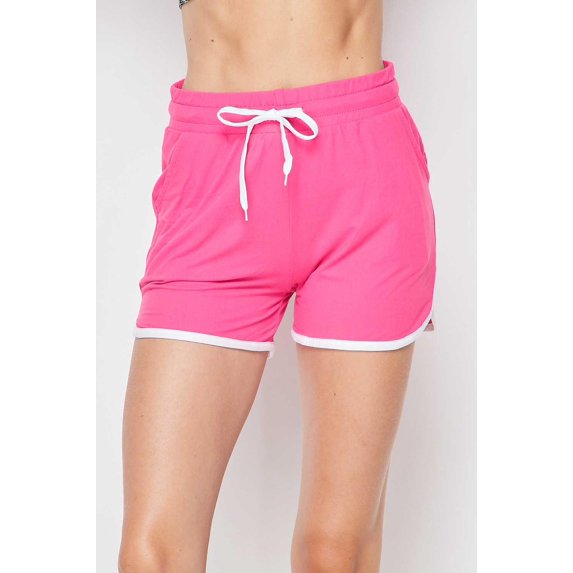 Buttery Smooth Drawstring Waist Plus Size Dolphin Shorts with Pockets - 1XL 2XL 3XL Fuchsia 1XL/2XL