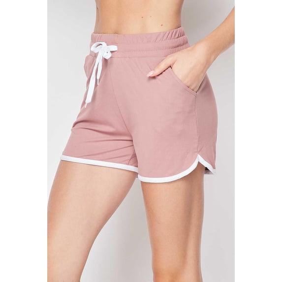 Buttery Smooth Drawstring Waist Plus Size Dolphin Shorts with Pockets - 1XL 2XL 3XL Mauve 1XL/2XL