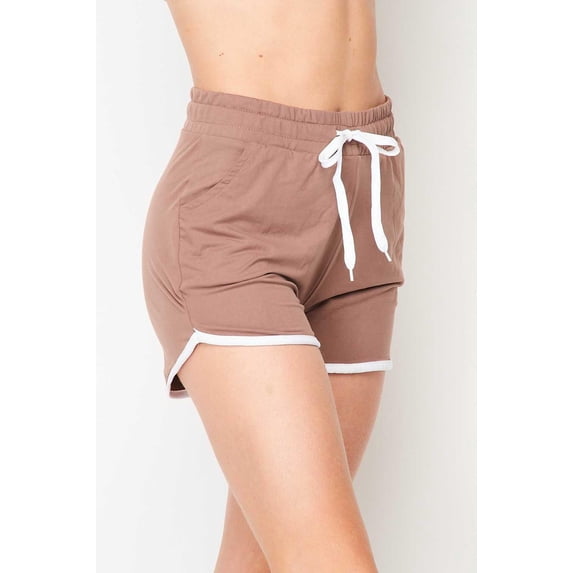 Buttery Smooth Drawstring Waist Plus Size Dolphin Shorts with Pockets - 1XL 2XL 3XL Mocha 1XL/2XL