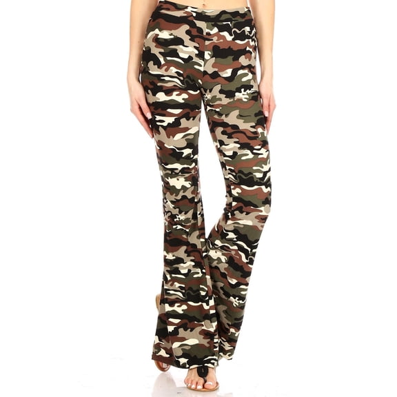 Buttery Smooth Olive Camouflage Bell Bottom Leggings Olive XL