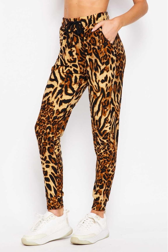 Buttery Smooth Predator Leopard Joggers Brown M