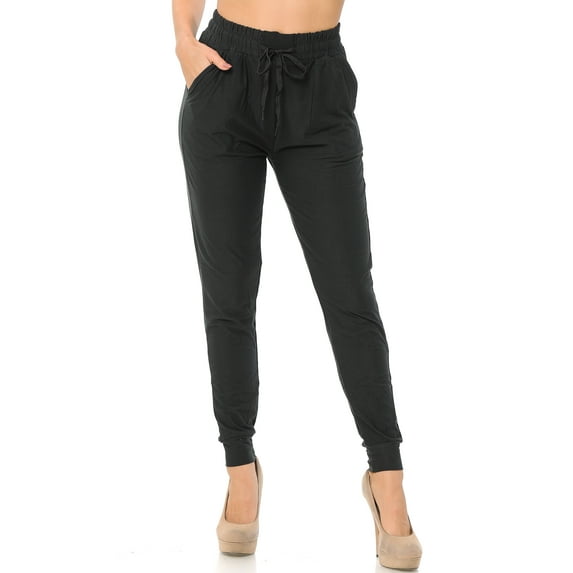 Buttery Smooth Solid Basic Black Women's Joggers - Black Medium