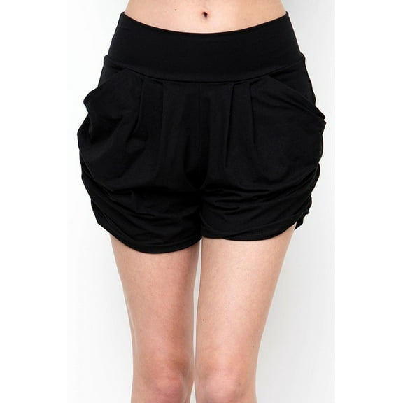Buttery Smooth Solid Basic Harem Shorts Black S/M