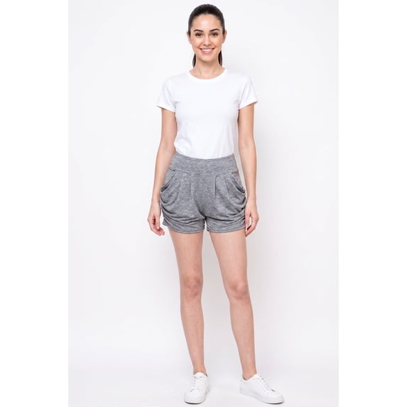 Buttery Smooth Solid Basic Harem Shorts Heather Gray S/M