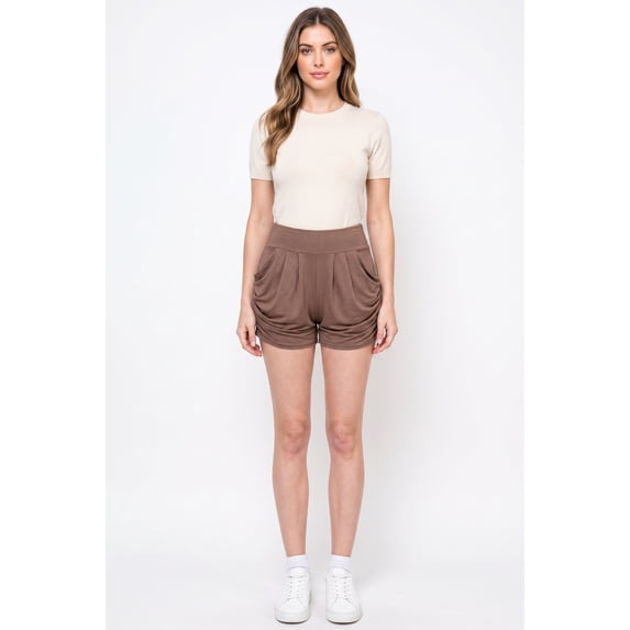 Buttery Smooth Solid Basic Harem Shorts Mocha L/XL