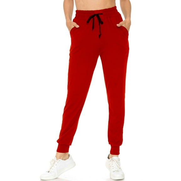 Buttery Smooth Solid Basic Red Joggers - Red Medium