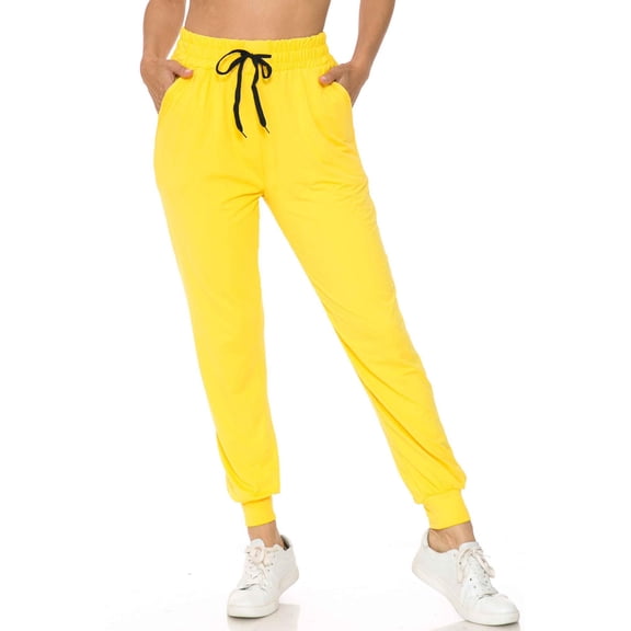 Buttery Smooth Solid Basic Yellow Women's Joggers - Yellow Large