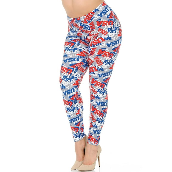 Buttery Soft All Over USA Extra Plus Size Leggings - 3X-5X (XPlus One Size,Charcoal)