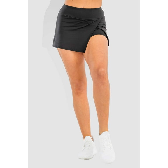 Buttery Soft Athletic Sports Mini Skorts With Side Slit - Black