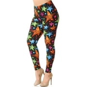 Buttery Soft Glitter Star Extra Plus Size Leggings - 3X-5X XPlus One Size,Multi Color Bold