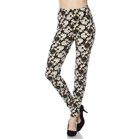 Buttery Soft Ivory Petals Leggings (One Size Regular,Ivory)