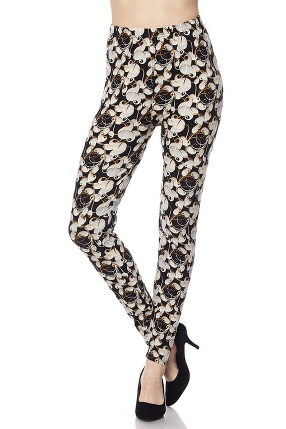 Buttery Soft Ivory Petals Leggings (One Size Regular,Ivory)