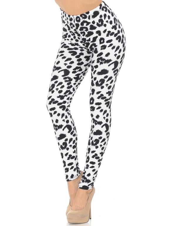 Buttery Soft Ivory Spotted Leopard Leggings (One Size Regular,White)