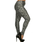 Buttery Soft Snow Leopard Extra Plus Size Leggings - 3X-5X XPlus One Size,Charcoal