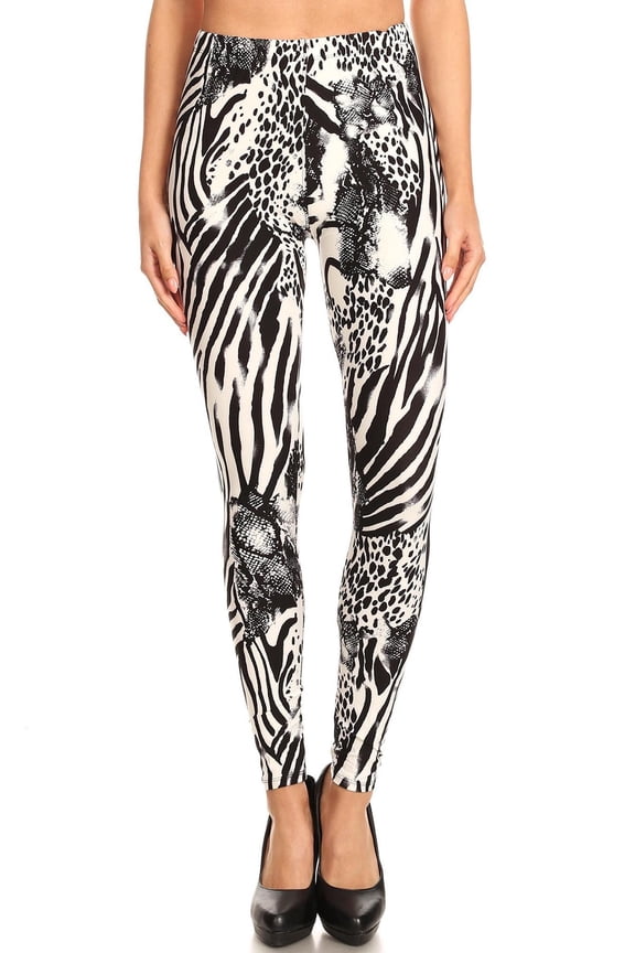 Buttery Soft Wild Safari Leggings (One Size Regular,Black)