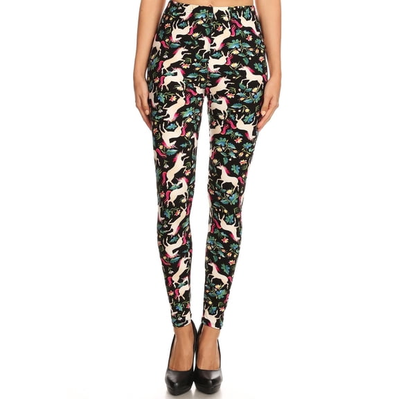 Buttery Soft Woodland Unicorn Plus Size Leggings - 3X-5X - Small Unicorns (One Size Plus,Green)
