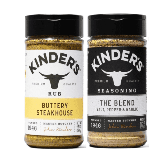 Kinder's Variety Pack -Buttery Steakhouse Rub and Seasoning (5.5oz.),, The Blend Seasoning Salt, Pepper & Garlic (6.25oz), kinders