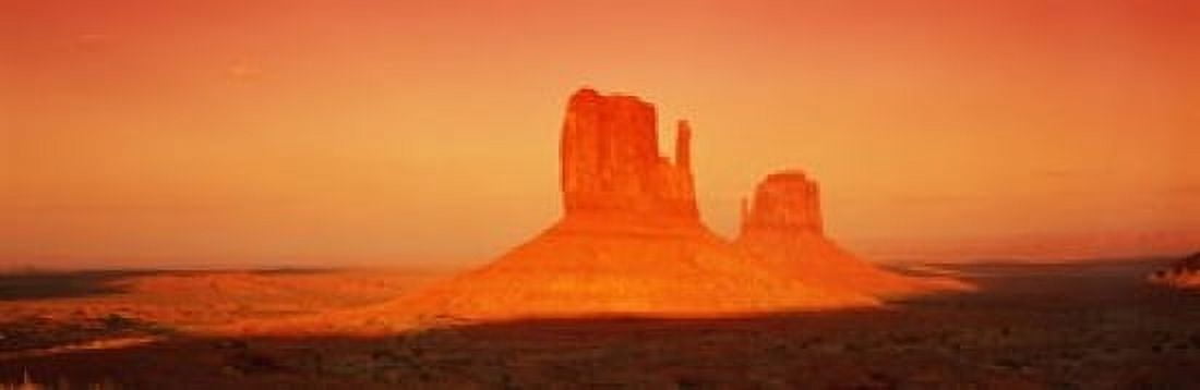 Buttes at sunrise The Mittens Monument Valley Tribal Park Monument Valley Utah USA Canvas Art - Panoramic Images (18 x 6)