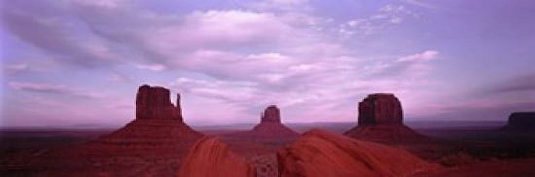 Buttes at sunset The Mittens Merrick Butte Monument Valley Arizona USA Canvas Art - Panoramic Images (36 x 12)