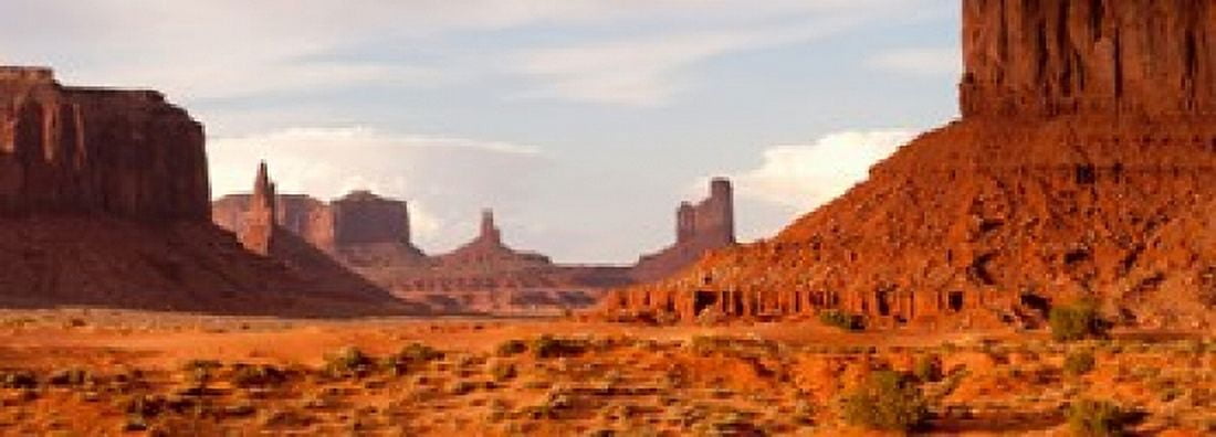 Buttes rock formations at Monument Valley Utah-Arizona Border USA Canvas Art - Panoramic Images (36 x 13)