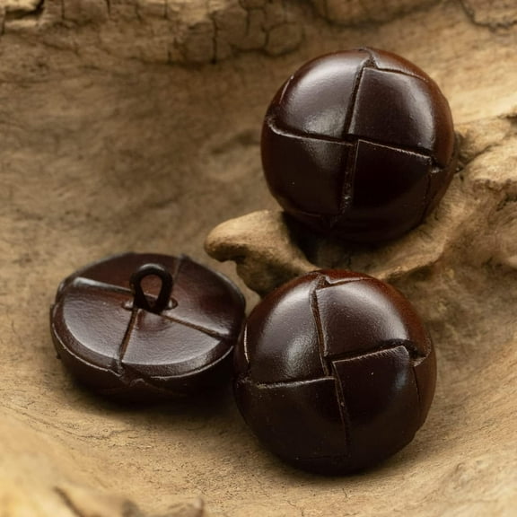 Button, 3Pcs Vintage Genuine Leather Button Shank Hand Made Sewing Accessories for Buttons Leather Jacket Coat Brown (Color : Brown, Size : 20mm (3pcs))