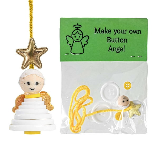 Button Angel Kit under $5! Cagogo Button Christmas Tree Kit, 2PCS DIY Angel Ornament Craft Set, Christmas Button Art Project with Wing, Religious Holiday Craft forChildrenand Families