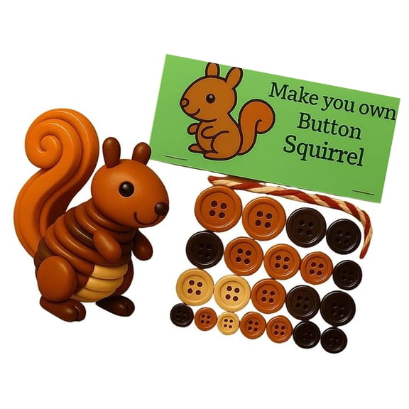 Button Art Set Build Your Own Animal Decoration Includes String and Colorful Button Handmade Animal Ornament