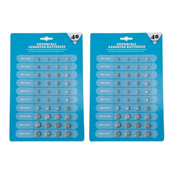 Button Cell Batteries (40 pcs) Coin Cell Batteries for Watches, Game ...