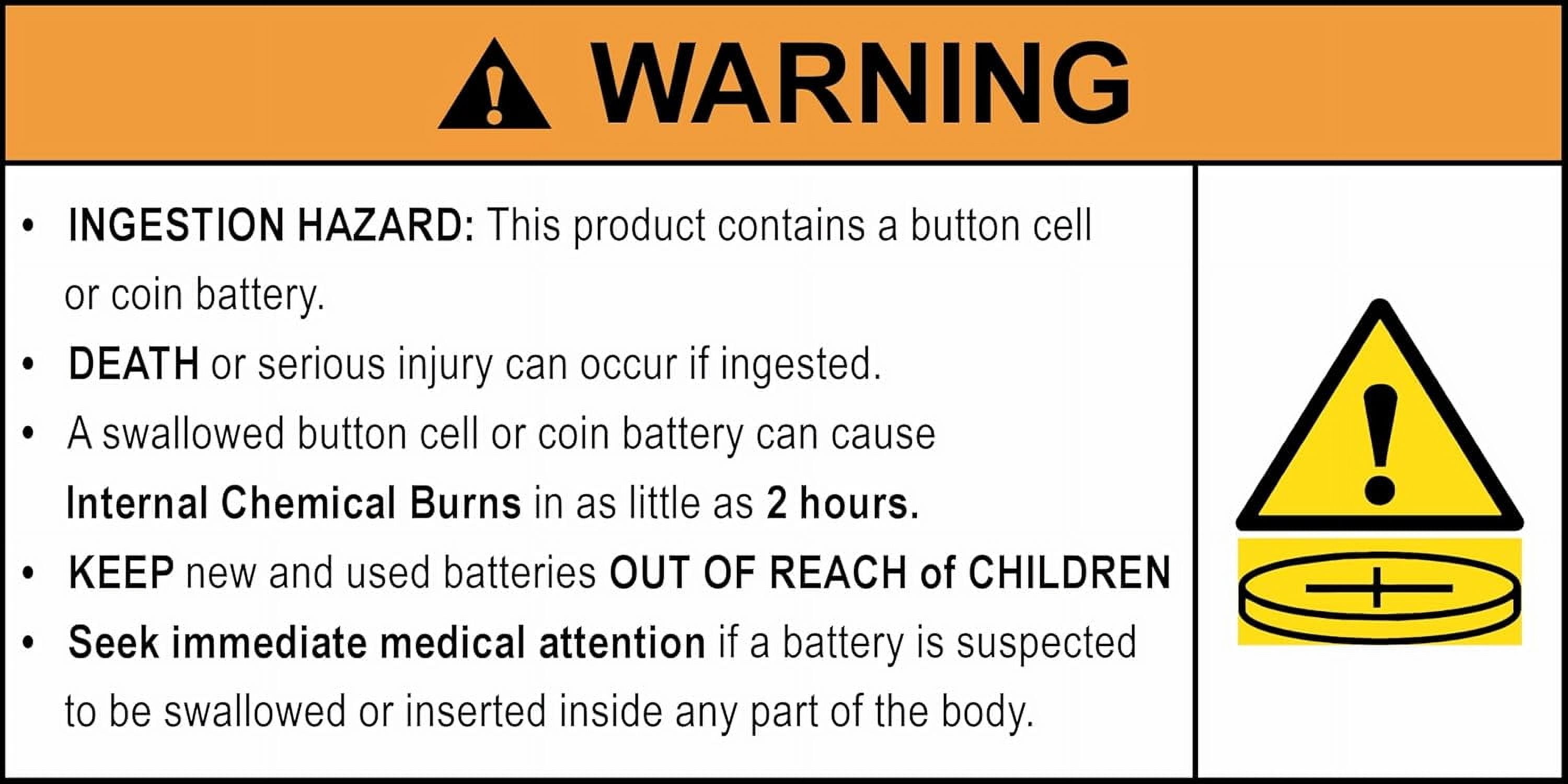 Button Cell Battery Warning Labels ColorCoded for Ingestion Hazard