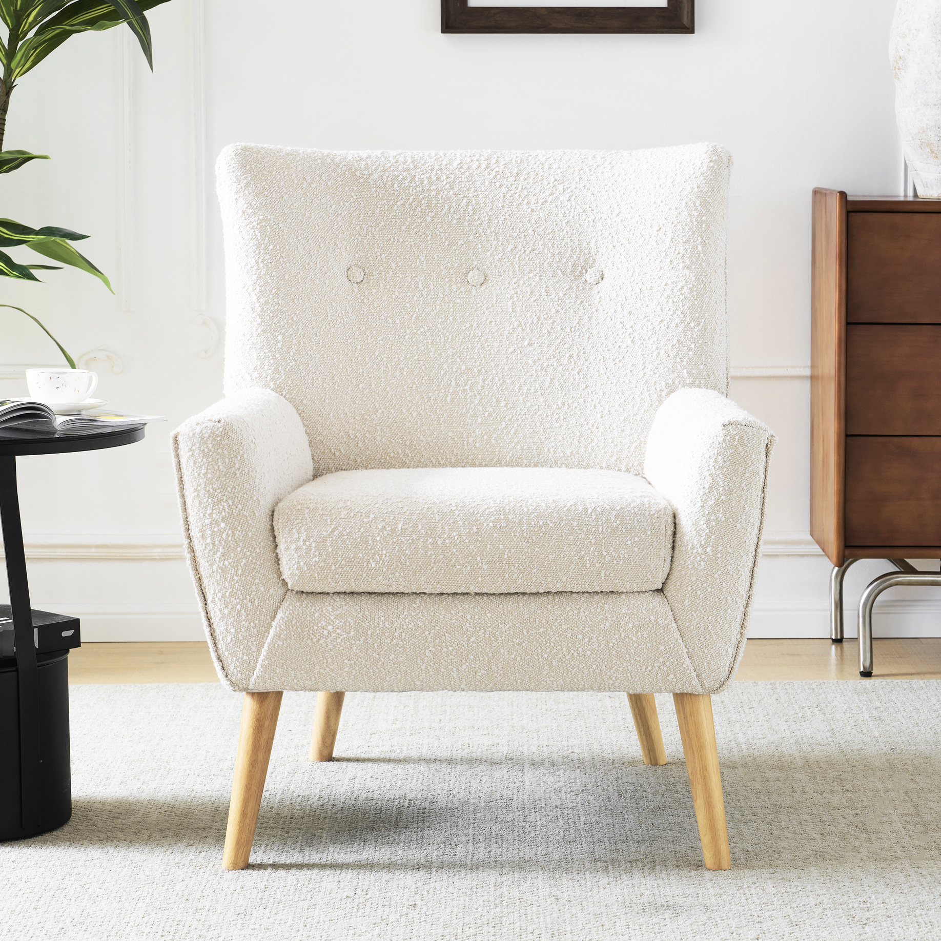Button- Chair In Modern Style, Foam Filled, With Granular Fabric And ...