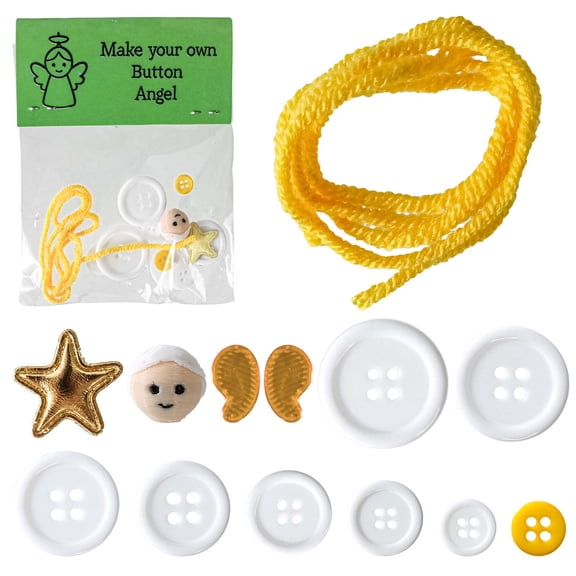 Button Christmas Tree Kit, DIY Christmas Ornaments Craft Set for Kids and Adults, Includes Colorful Buttons, Yarn, Hat, Scarf for Holiday Decorations, Gifts and Family Activities