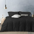 thumbnail image 1 of Button Closure Duvet 3 Piece Set - 400 Thread Count - 100% Egyptian Cotton - Super Comfy Comfortor Cover Set - Black Solid, Full Size., 1 of 5