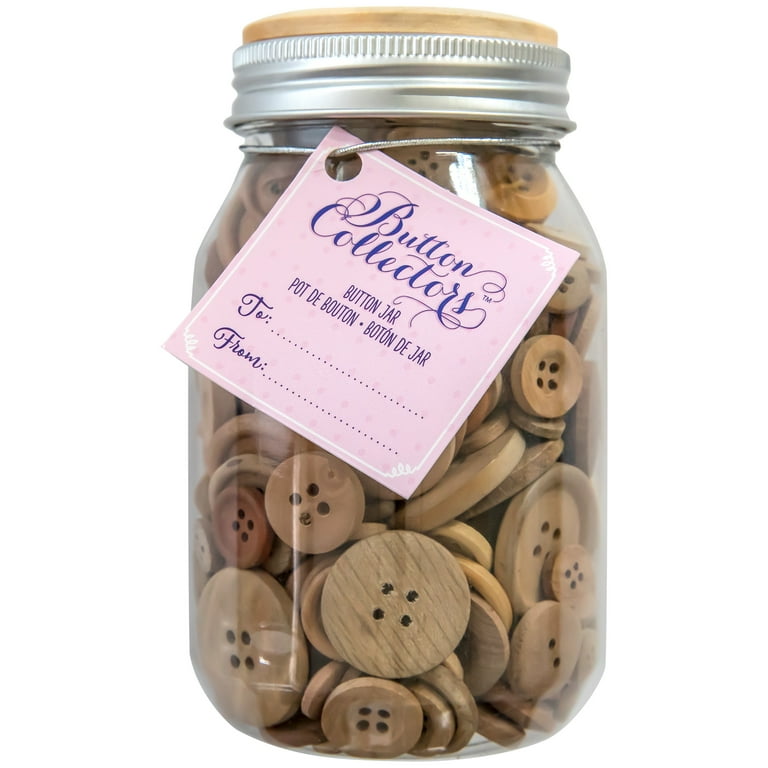 Button Collector s Multicolor Wood Assorted Mix Button Jar 61 2