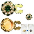 thumbnail image 1 of Button Covers For Women, Rhinestone Button Covers, Crystal Buttons Covers, Detachable Shirt Button Clips Buttons Jewelry, Button Snaps with Pliers Press for Dress Suit Tux Shirt Accessories Green, 1 of 6