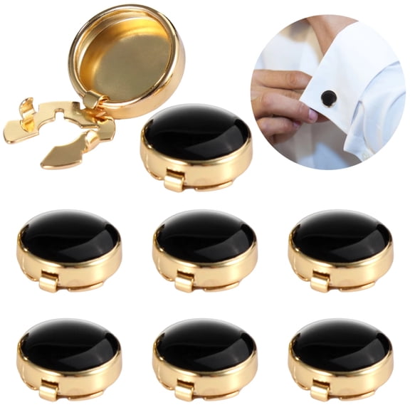 Button Covers for Men's Dress Shirts 8PCS, Cufflinks cover, Polished Copper Button Cover Set, Includes 17.5mm and 15mm