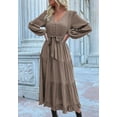 thumbnail image 1 of Button Detail Tiered Midi Dress, Brown, X-Large, 1 of 5