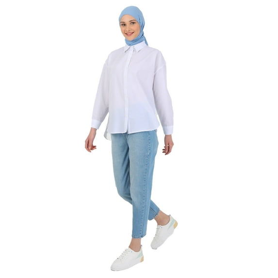 Button Detailed Poplin Shirt Off White