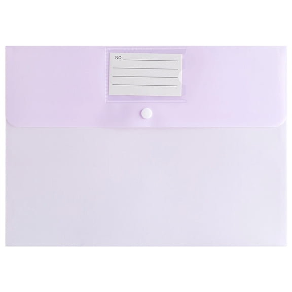 Button Document File Pocket, Plastic Envelopes with Snap Closure, Thick Pp Material for study and Office, Portable Paper Organizer for Homework and Filing, Purple