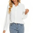 thumbnail image 1 of Button Down Blouses for Women Long Sleeve Pleated Tops Casual Business Blouse for Office Wear Chiffon Elegant White Shirt for Women, 1 of 5