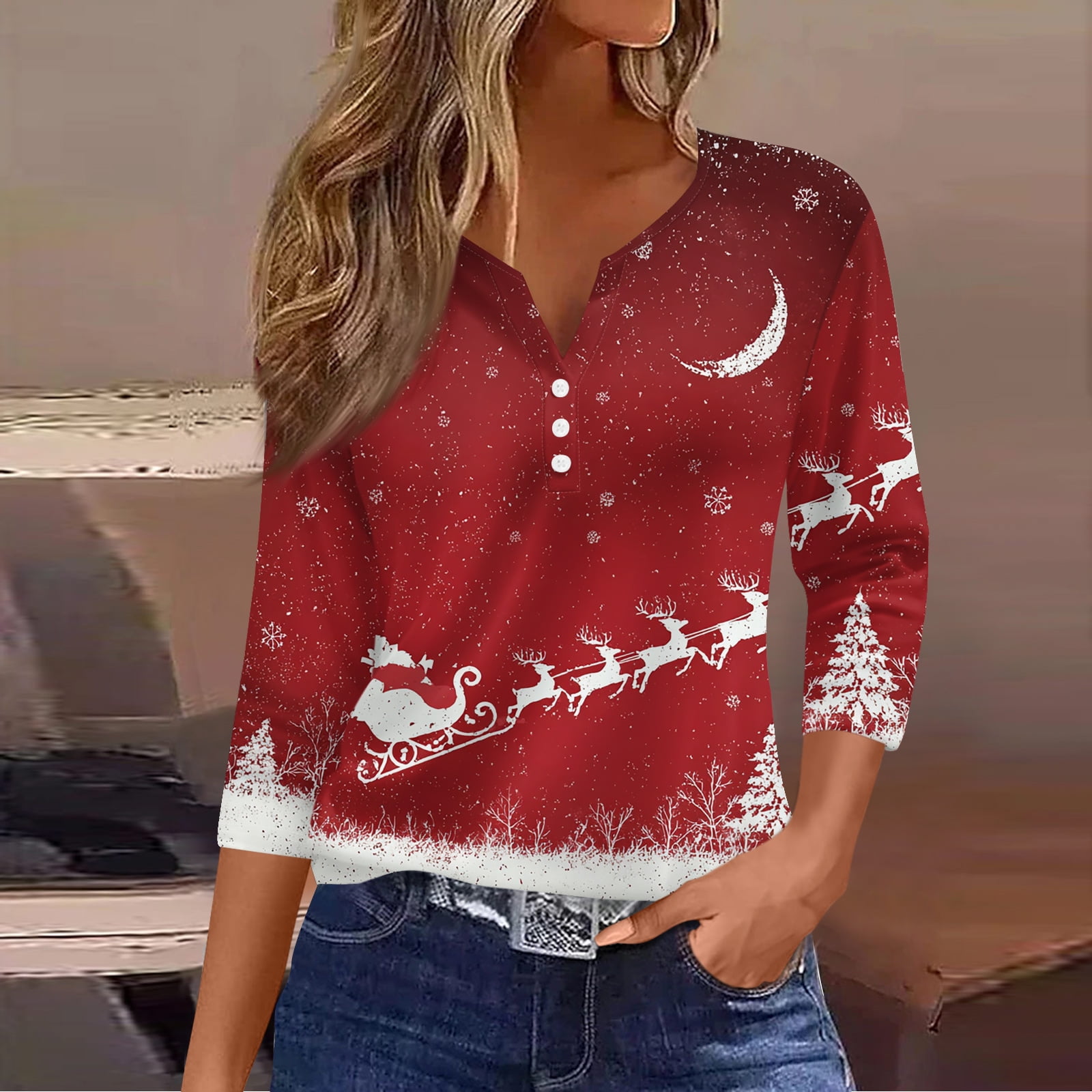 Button Down Christmas Shirts for Women Cute Christmas Tree Print Button Down Christmas Shirts for Women Cute Christmas Tree Print