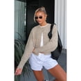 thumbnail image 1 of Button Down Cropped Cardigan Sweater (S, Beige), 1 of 8