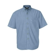 Button Down Dress Shirt 0211 Mens Short Sleeve Denim