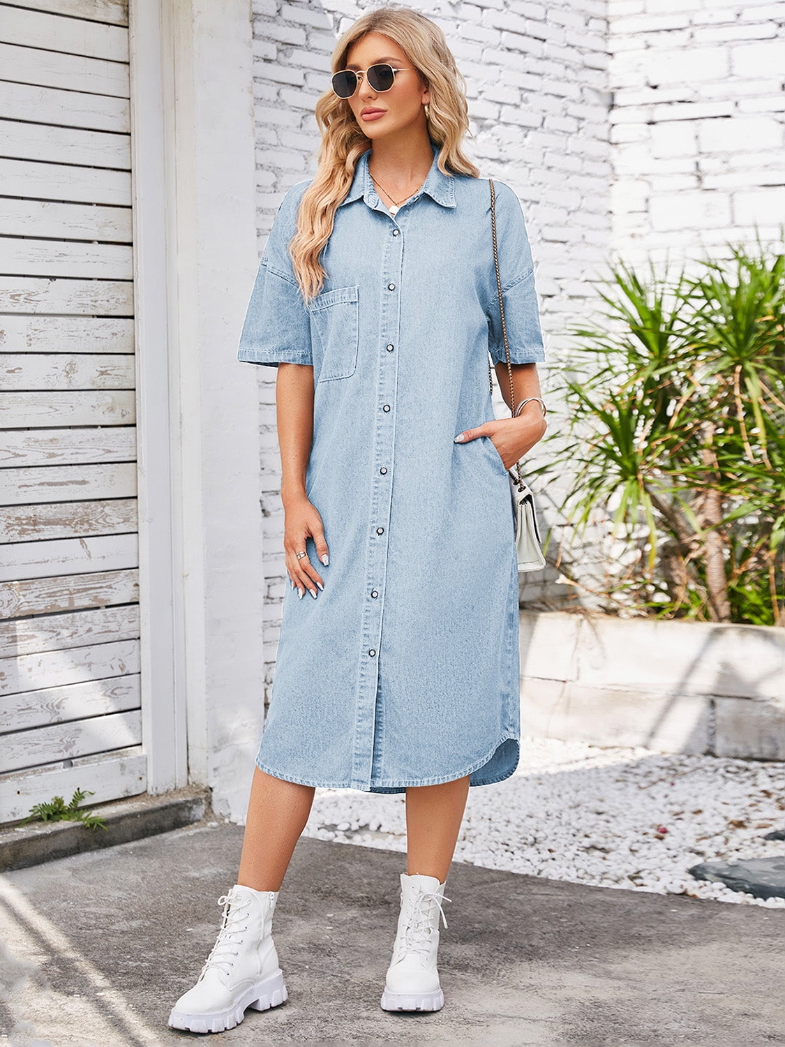 Button Down Denim Dress