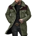 thumbnail image 1 of Button Down Jacket Men Vintage Winter Green Jacket Faux Leather Suede Warm Men's Fashion, 1 of 6