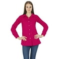 thumbnail image 1 of Button Down Long Sleeve Top Kurta Cotton Shirt Blouse Women Wear, 1 of 4